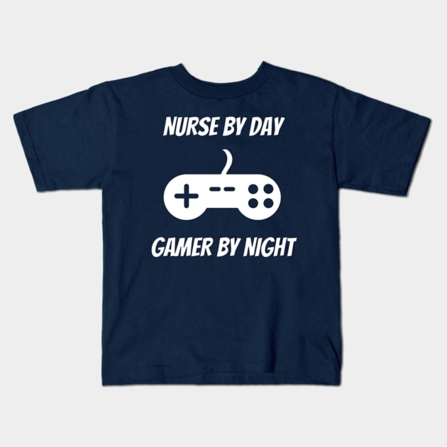 Nurse By Day Gamer By Night - Nurse Gift Kids T-Shirt by Petalprints